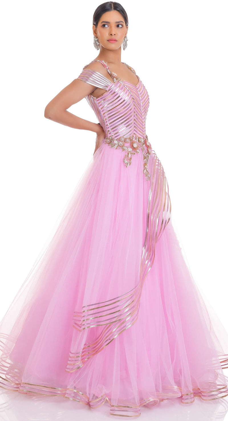 Blush Pink Embellished Gown | Embellished gown, Gowns, Pink gowns
